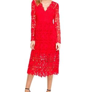 ASTR LONG SLEEVE LACE MIDI DRESS